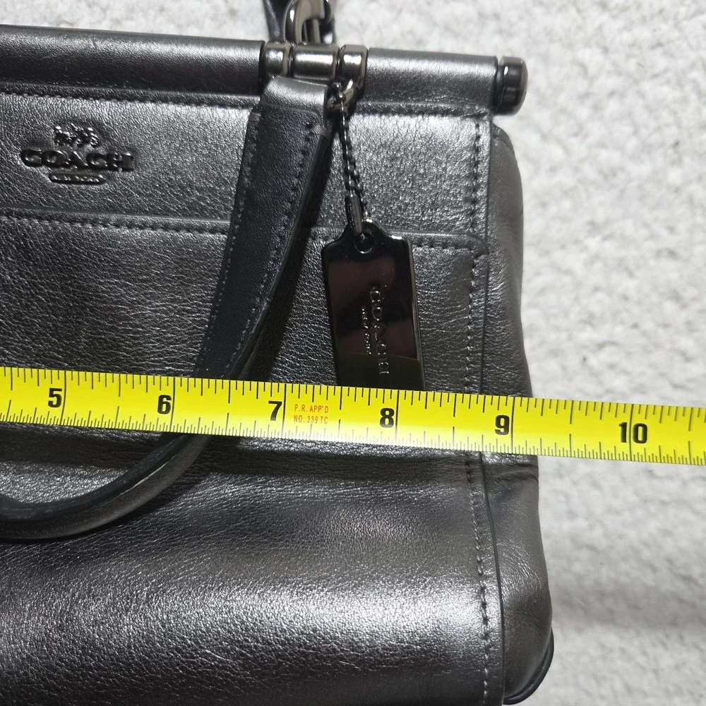 COACH F1857 Crossgrain Metallic Leather Mini Bennett Satchel Metallic Gunmetal